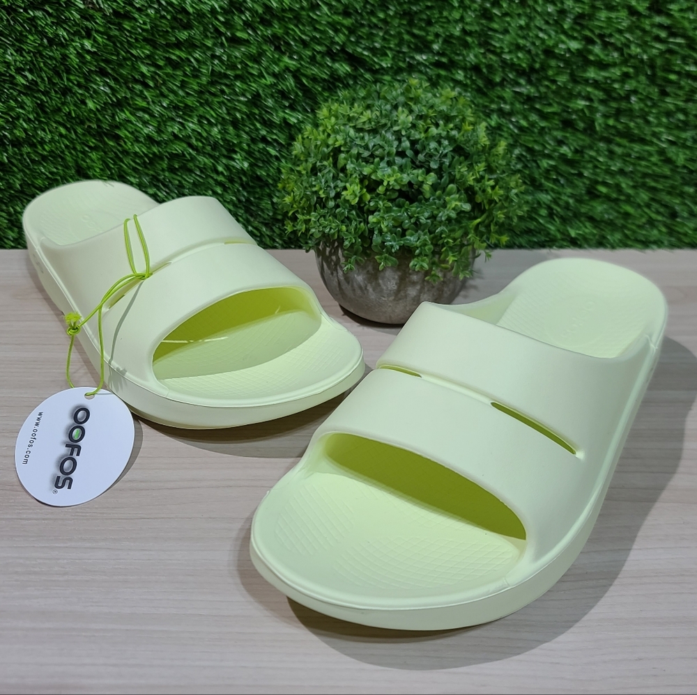 OOFOS Women’s Slide Sandals in Pale Yellow - Picture 2 of 13